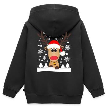 Rentier Schneeflocken Weihnachten Lustig - Kinder Premium Organic Zip Hoodie - Schwarz - Hinten - AI Model Kid Male (0cm)