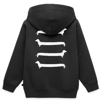 Echelle de teckel - Sweat Premium à capuche zippé enfant bio - noir - Dos - AI Model Kid Male (0cm)