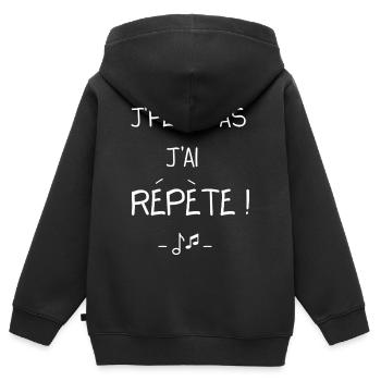 J'peux pas j'ai répète ! - Sweat Premium à capuche zippé enfant bio - noir - Dos - AI Model Kid Male (0cm)