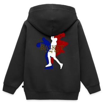 basket is my life - Kinder Premium Organic Zip Hoodie - Schwarz - Hinten - AI Model Kid Male (0cm)