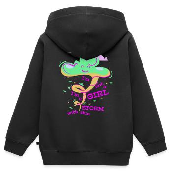 I´m not a Girl , I´m a Storm with skin - Kinder Premium Organic Zip Hoodie - Schwarz - Hinten - AI Model Kid Male (0cm)