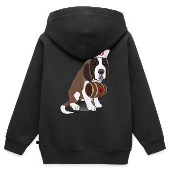 Lustiger Hund Bernhardiner mit Fass - Kinder Premium Organic Zip Hoodie - Schwarz - Hinten - AI Model Kid Male (0cm)