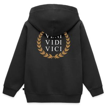 Veni Vidi Vici - Kids Premium Organic Zip-up Hoodie - black - Back - AI Model Kid Male (0cm)
