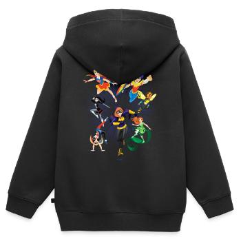 DC Super Hero Girls Superheldinnen Attacke - Kinder Premium Organic Zip Hoodie - Schwarz - Hinten - AI Model Kid Male (0cm)