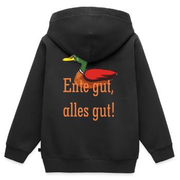 Ente gut alles gut - Kinder Premium Organic Zip Hoodie - Schwarz - Hinten - AI Model Kid Male (0cm)