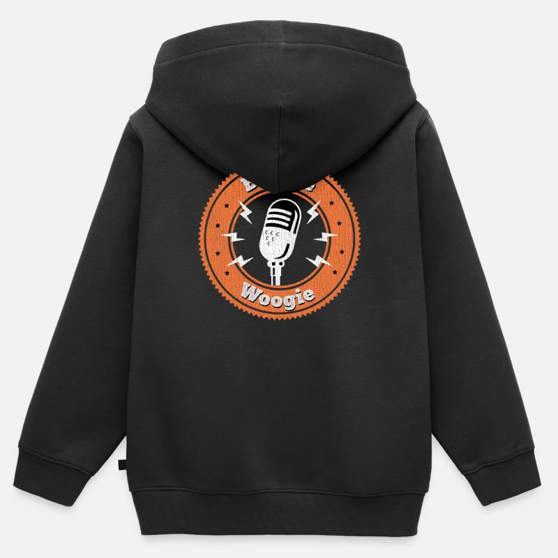 Boogie Woogie cadeau micro vintage - Sweat Premium à capuche zippé enfant bio - noir