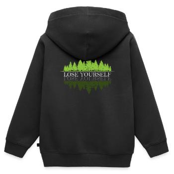 PERDEZ-VOUS - WALD Natur Design - Sweat Premium à capuche zippé enfant bio - noir - Dos - AI Model Kid Male (0cm)