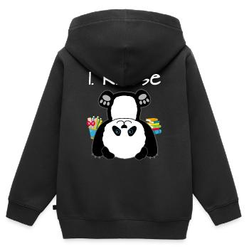 1. Klasse Panda Einschulung Geschenk 2020 - Kinder Premium Organic Zip Hoodie - Schwarz - Hinten - AI Model Kid Male (0cm)