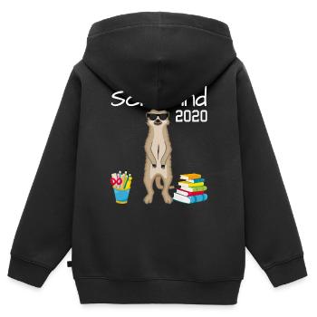 Schulkind Erdmännchen Einschulung Geschenk 2020 - Kinder Premium Organic Zip Hoodie - Schwarz - Hinten - AI Model Kid Male (0cm)
