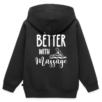 La vie est meilleure avec le massage - Sweat Premium à capuche zippé enfant bio - noir - Dos - AI Model Kid Male (0cm)