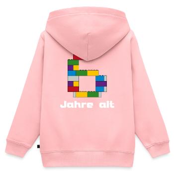 Blocs de construction de cadeau d'anniversaire pour enfants de 6 ans - Sweat Premium à capuche zippé enfant bio - rose - Dos - AI Model Kid Female (0cm)