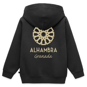 Alhambra Granada 1 - Kinder Premium Organic Zip Hoodie - Schwarz - Hinten - AI Model Kid Male (0cm)