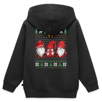 Festlicher Zwergenhund Weihnachtsdesign - Kinder Premium Organic Zip Hoodie - Schwarz - Hinten - AI Model Kid Male (0cm)