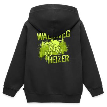 MTB Mountainbiker - Waldweg Heizer - Kinder Premium Organic Zip Hoodie - Schwarz - Hinten - AI Model Kid Male (0cm)