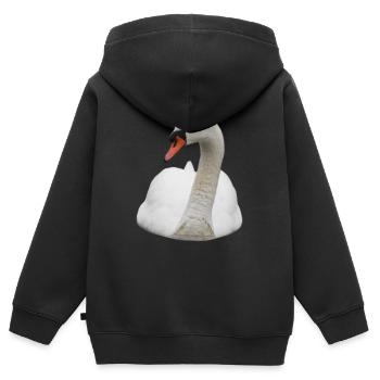 Schwan Schwäne - Kinder Premium Organic Zip Hoodie - Schwarz - Hinten - AI Model Kid Male (0cm)