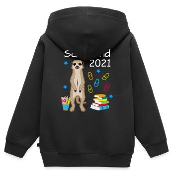 Schulkind 2021 Erdmännchen Einschulung Schulbeginn - Kinder Premium Organic Zip Hoodie - Schwarz - Hinten - AI Model Kid Male (0cm)