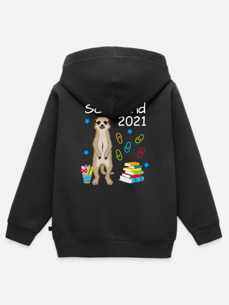 Schulkind 2021 Erdmännchen Einschulung Schulbeginn - Kinder Premium Organic Zip Hoodie - Schwarz