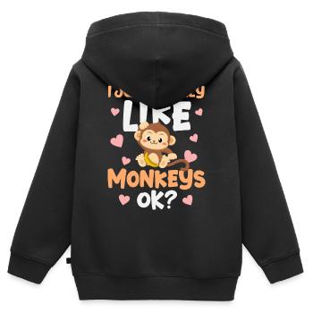 Affe Affen - Kinder Premium Organic Zip Hoodie - Schwarz - Hinten - AI Model Kid Male (0cm)