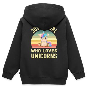 Licornes Licorne - Sweat Premium à capuche zippé enfant bio - noir - Dos - AI Model Kid Male (0cm)