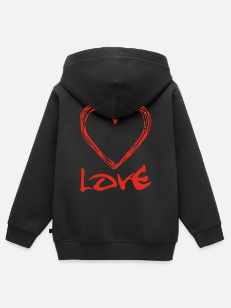 Coeur graffiti rouge - Hoodie Premium med dragkedja barn ekologisk - svart