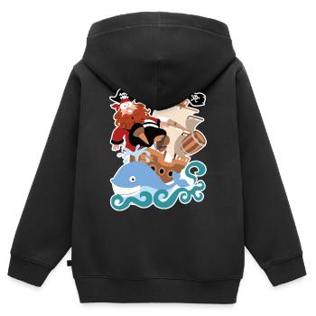 Der Pirat Barbarossa - Kinder Premium Organic Zip Hoodie - Schwarz - Hinten - AI Model Kid Male (0cm)