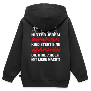 Lehrerin die ihren Job liebt. Kindererziehung - Kinder Premium Organic Zip Hoodie - Schwarz - Hinten - AI Model Kid Male (0cm)