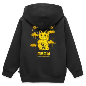 Lucky Cat - Kids Premium Organic Zip-up Hoodie - black - Back - AI Model Kid Male (0cm)