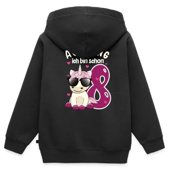 Kinder Geburtstag 8 Jahre Einhorn Mädchen T-shirt - Kinder Premium Organic Zip Hoodie - Schwarz - Hinten - AI Model Kid Male (0cm)