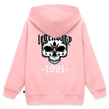 Legendär seit 1991 - Totenkopf | Farben änderbar - Kinder Premium Organic Zip Hoodie - Rosa - Hinten - AI Model Kid Female (0cm)