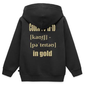 couch potato in gold - Kinder Premium Organic Zip Hoodie - Schwarz - Hinten - AI Model Kid Male (0cm)