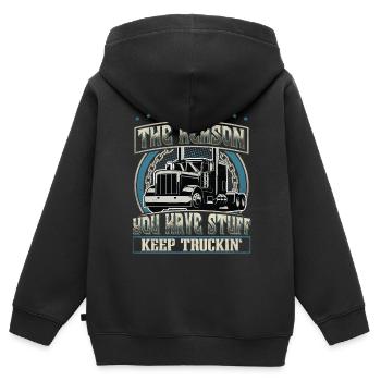 LKW Fahrer - Kinder Premium Organic Zip Hoodie - Schwarz - Hinten - AI Model Kid Male (0cm)