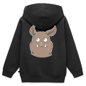 Wildschwein - Kinder Premium Organic Zip Hoodie - Schwarz - Hinten - AI Model Kid Male (0cm)
