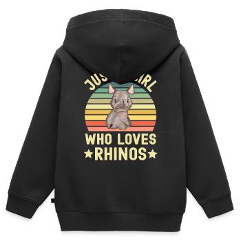 Nashorn Nashörner - Kinder Premium Organic Zip Hoodie - Schwarz - Hinten - AI Model Kid Male (0cm)