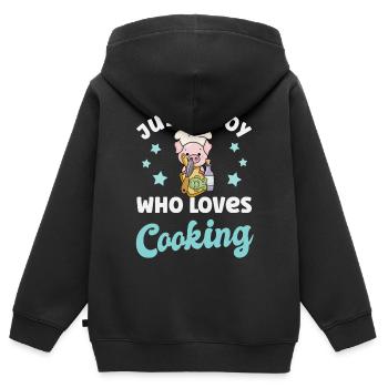 Koch Kochen - Kinder Premium Organic Zip Hoodie - Schwarz - Hinten - AI Model Kid Male (0cm)