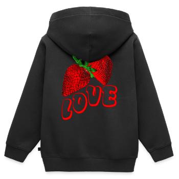 saftige Erdbeeren Liebe Frucht Obst reif saftig - Kinder Premium Organic Zip Hoodie - Schwarz - Hinten - AI Model Kid Male (0cm)