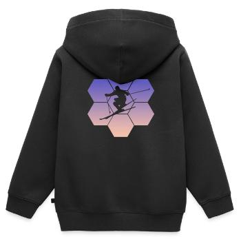 Ski Skiing Pistensau - Kinder Premium Organic Zip Hoodie - Schwarz - Hinten - AI Model Kid Male (0cm)