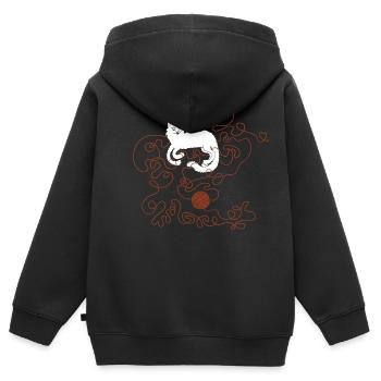Cat with ball of wool - Kids Premium Organic Zip-up Hoodie - black - Back - AI Model Kid Male (0cm)