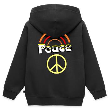 70er Jahre Muster - Kinder Premium Organic Zip Hoodie - Schwarz - Hinten - AI Model Kid Male (0cm)