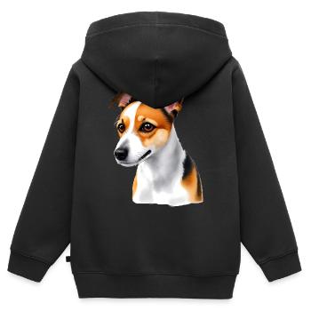 Jack Russell - Sweat Premium à capuche zippé enfant bio - noir - Dos - AI Model Kid Male (0cm)