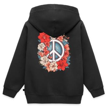 Friedenszeichen - Kinder Premium Organic Zip Hoodie - Schwarz - Hinten - AI Model Kid Male (0cm)