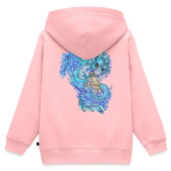 Niedlich Drache Phantasie Mythologie Wasser See - Kinder Premium Organic Zip Hoodie - Rosa - Hinten - AI Model Kid Female (0cm)