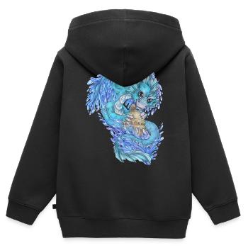 Niedlich Drache Phantasie Mythologie Wasser See - Kinder Premium Organic Zip Hoodie - Schwarz - Hinten - AI Model Kid Male (0cm)