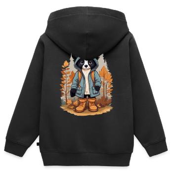 Mignonne Skunk - Sweat Premium à capuche zippé enfant bio - noir - Dos - AI Model Kid Male (0cm)
