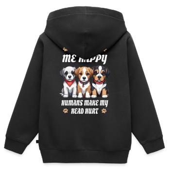 Hunde machen mich Glücklich... - Kinder Premium Organic Zip Hoodie - Schwarz - Hinten - AI Model Kid Male (0cm)