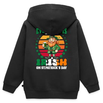 Le jour de la Saint-Patrick, tout le monde est irlandais - Sweat Premium à capuche zippé enfant bio - noir - Dos - AI Model Kid Male (0cm)
