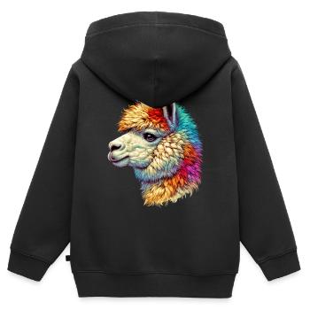 Alpaka - Kinder Premium Organic Zip Hoodie - Schwarz - Hinten - AI Model Kid Male (0cm)