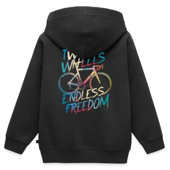 Unendliche Freiheit Fahrraddesign - Kinder Premium Organic Zip Hoodie - Schwarz - Hinten - AI Model Kid Male (0cm)