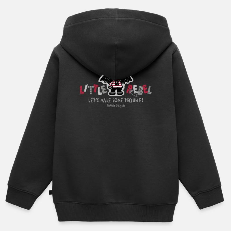Little Rebel - Faisons des problèmes - Sweat Premium à capuche zippé enfant bio - noir