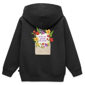 Liebesbrief an mich selbst Botschaft - Kinder Premium Organic Zip Hoodie - Schwarz - Hinten - AI Model Kid Male (0cm)