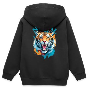 Tigre Du Népal - Sweat Premium à capuche zippé enfant bio - noir - Dos - AI Model Kid Male (0cm)